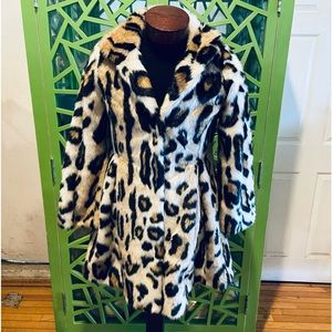 Donna Salyers Fabulous Furs 3/4 Length Leopard Faux Fur Coat - XS